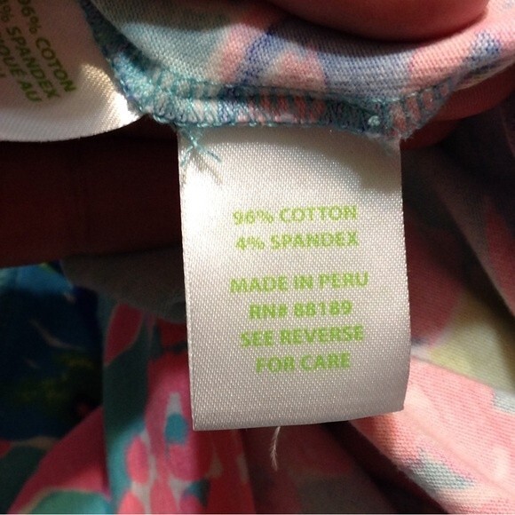 LILLY PULITZER Size X-Small Blue Pink Fish Cotton Spandex Grommet Long Sleeve - Picture 6 of 7